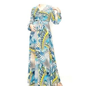 Janette Plus Vibrant Blue and Yellow Maxi Dress